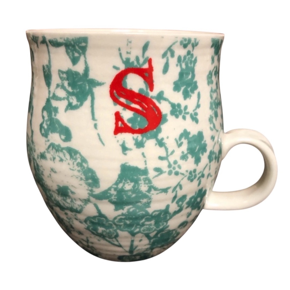 Anthropologie Homegrown “s” Monogram Initial Floral Mug 2